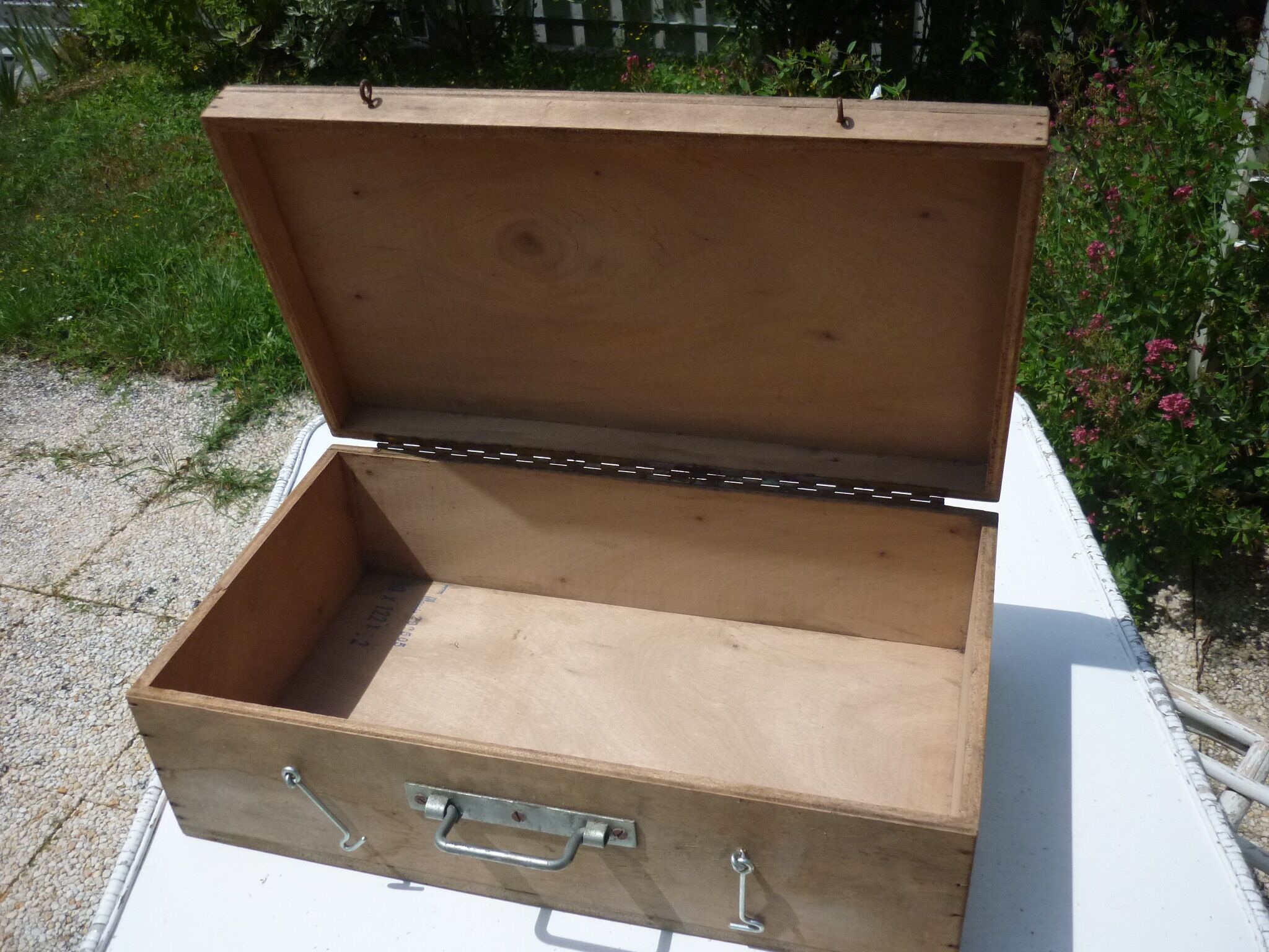 Handcrafted wooden suitcase