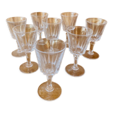 Set of 8 small glasses on foot in transparent glass
