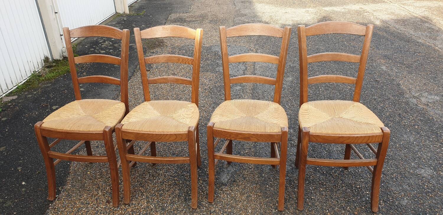 4 rustic Paillé chairs
