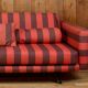 Red and purple fabric sofa from 1970