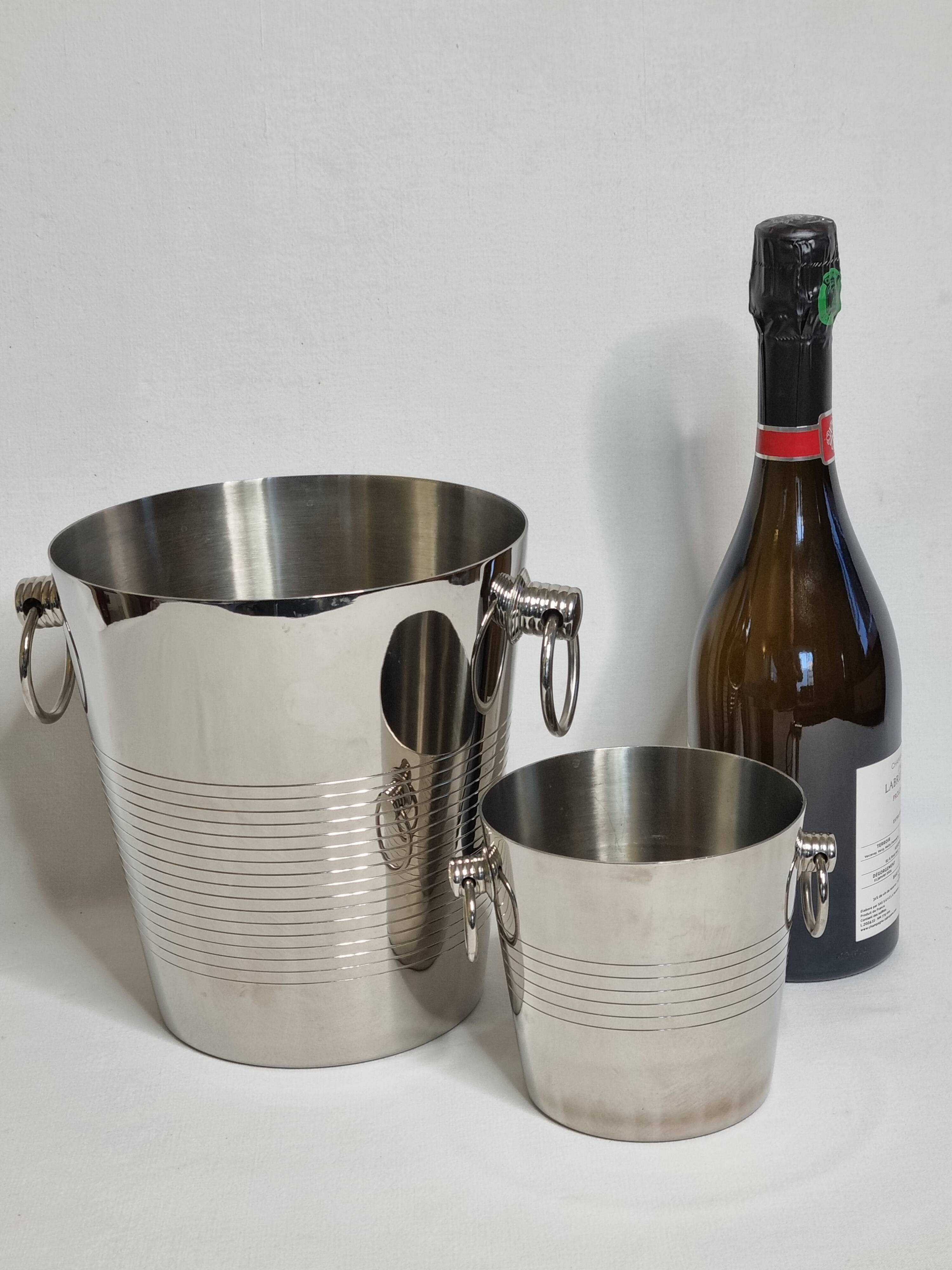 Letang Rémy stainless steel champagne cooler and ice bucket from the 80s