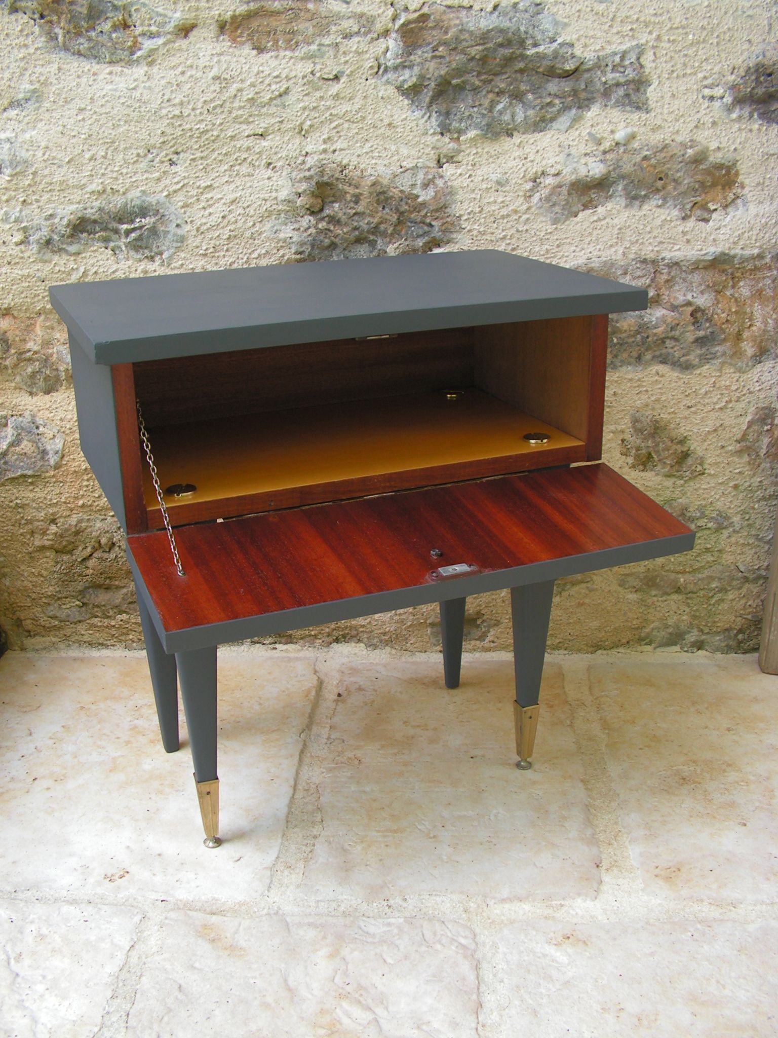 Grey vintage bedside table