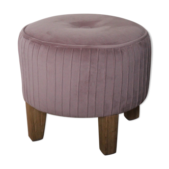 Pouf repose pieds enfant, velours rose tendre