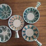 Set of 5 frying pans signed by Charles Voltz. Vallauris.