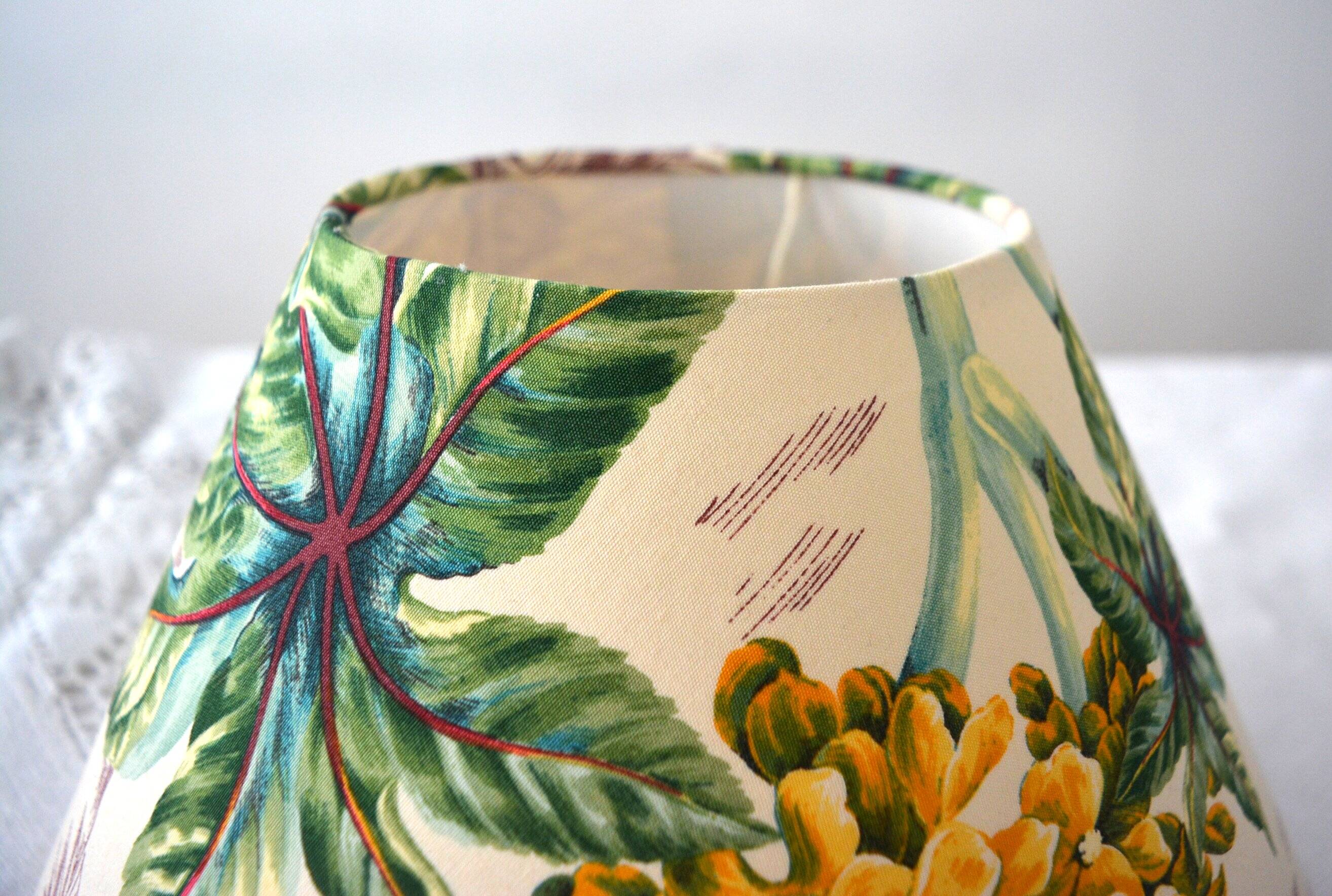 Lampshade, botanical vintage Jouy canvas, flowers