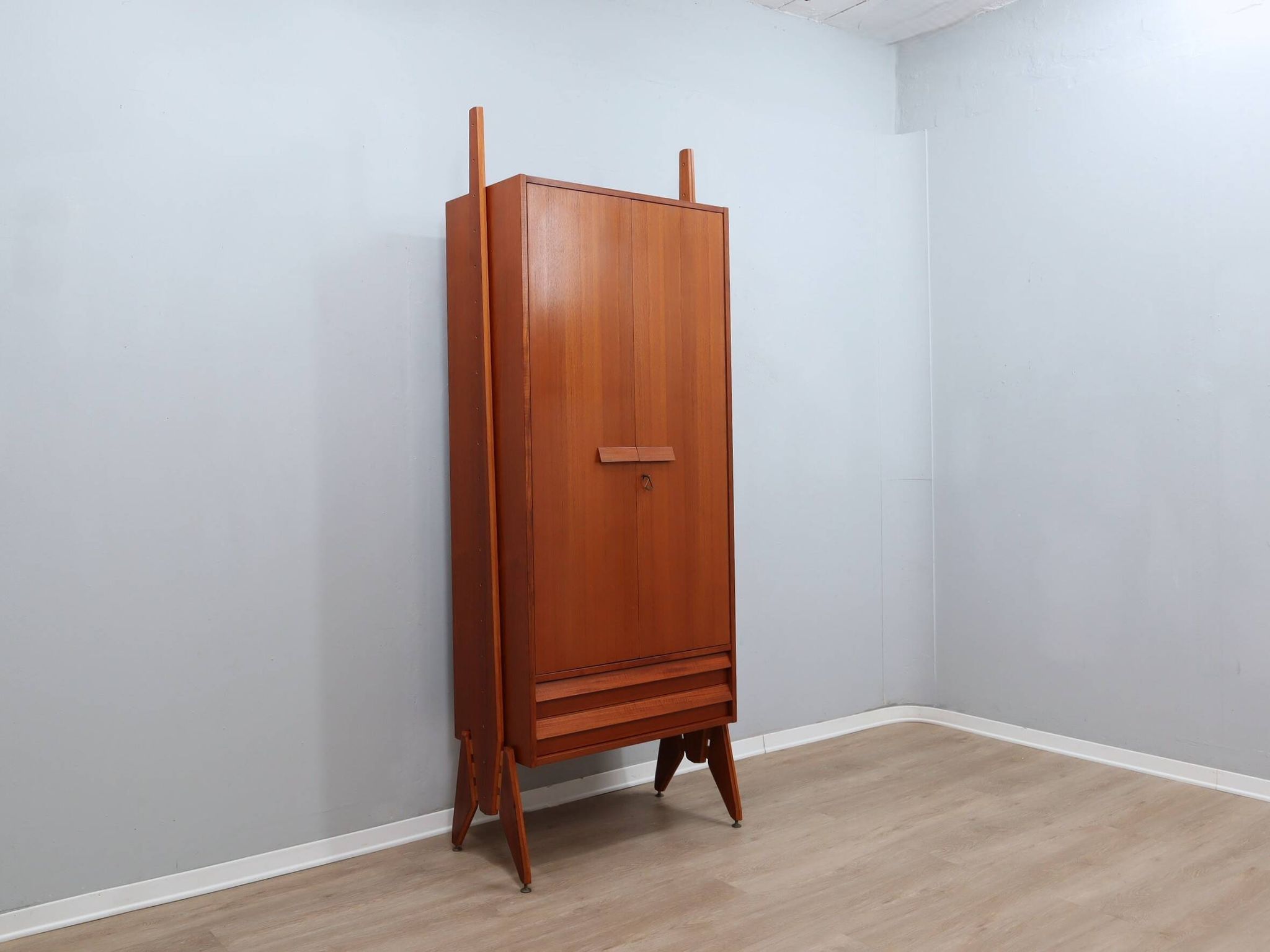 Mid century original teak storage wardrobe Italy 1960s