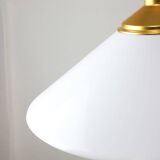 Space age italian plexiglas white saucer pendant lamp, 70s