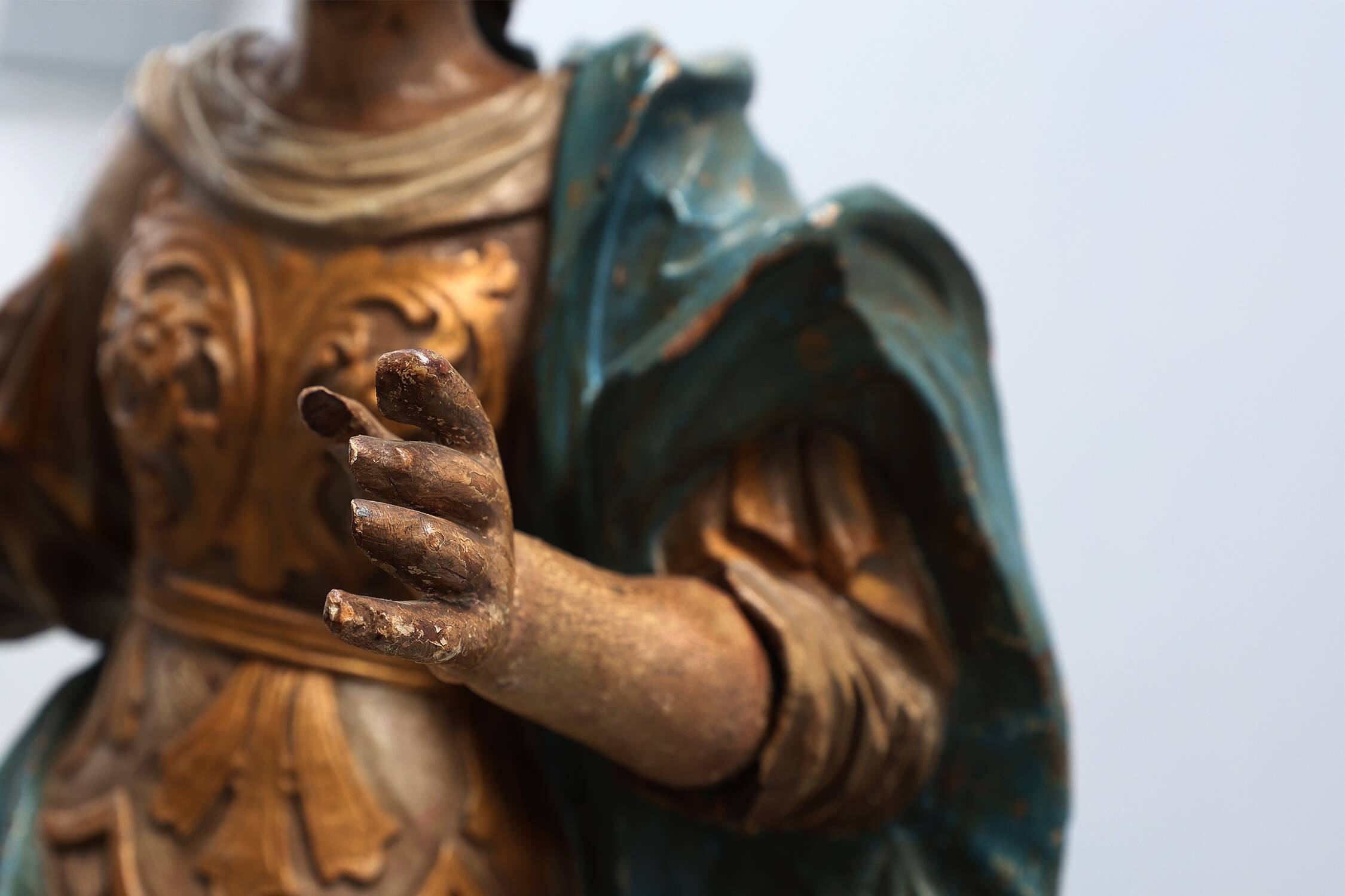 French 18th Century Religious Statue of the Virgin Mary on a cloud