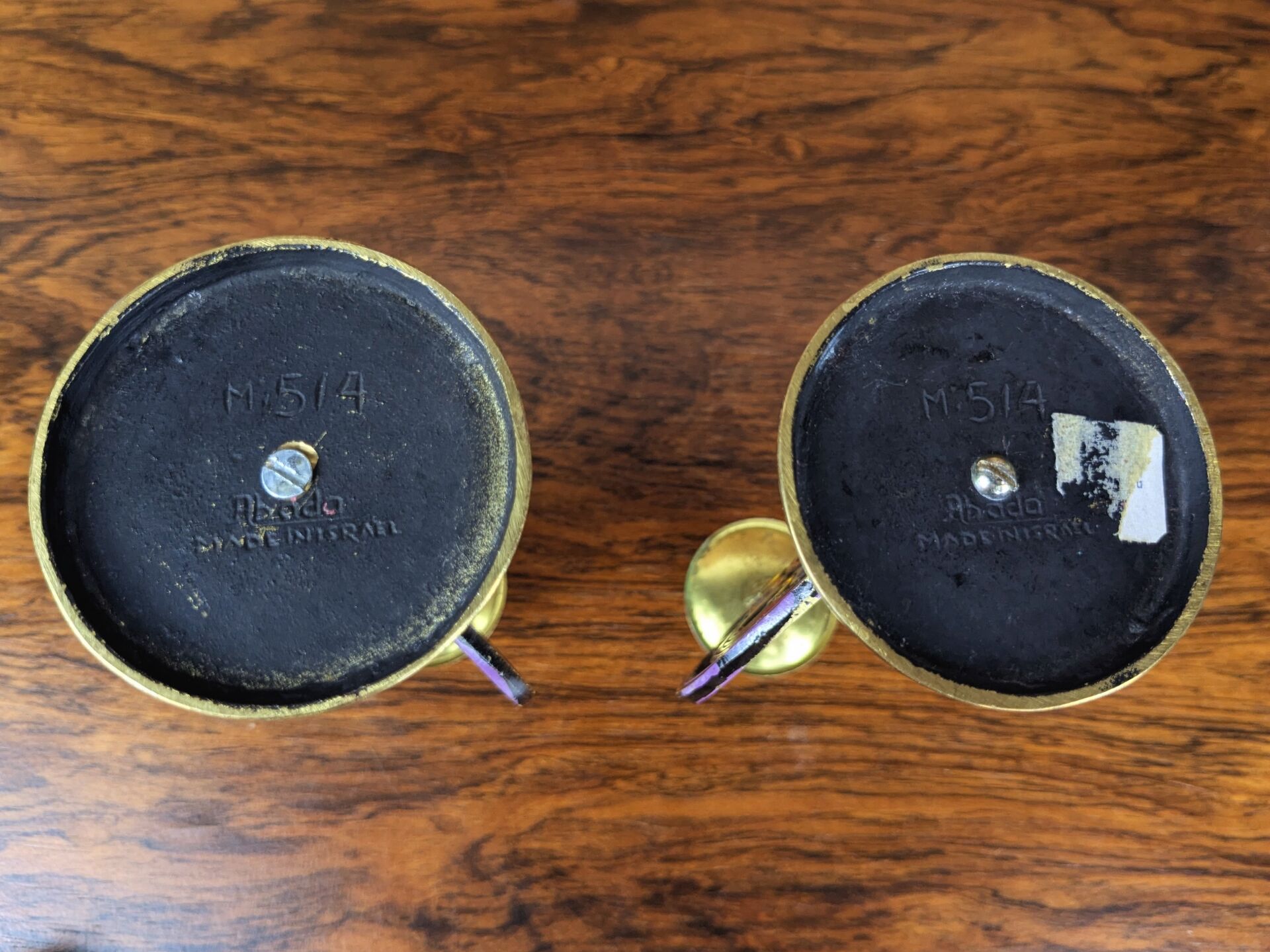 Bougeoirs mid century Abada M 514 laiton Made in Israël