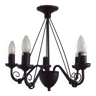 Vintage 5 Light Black Metal Chandelier With Scrolled Arms & 5 Hanging Bars 4635