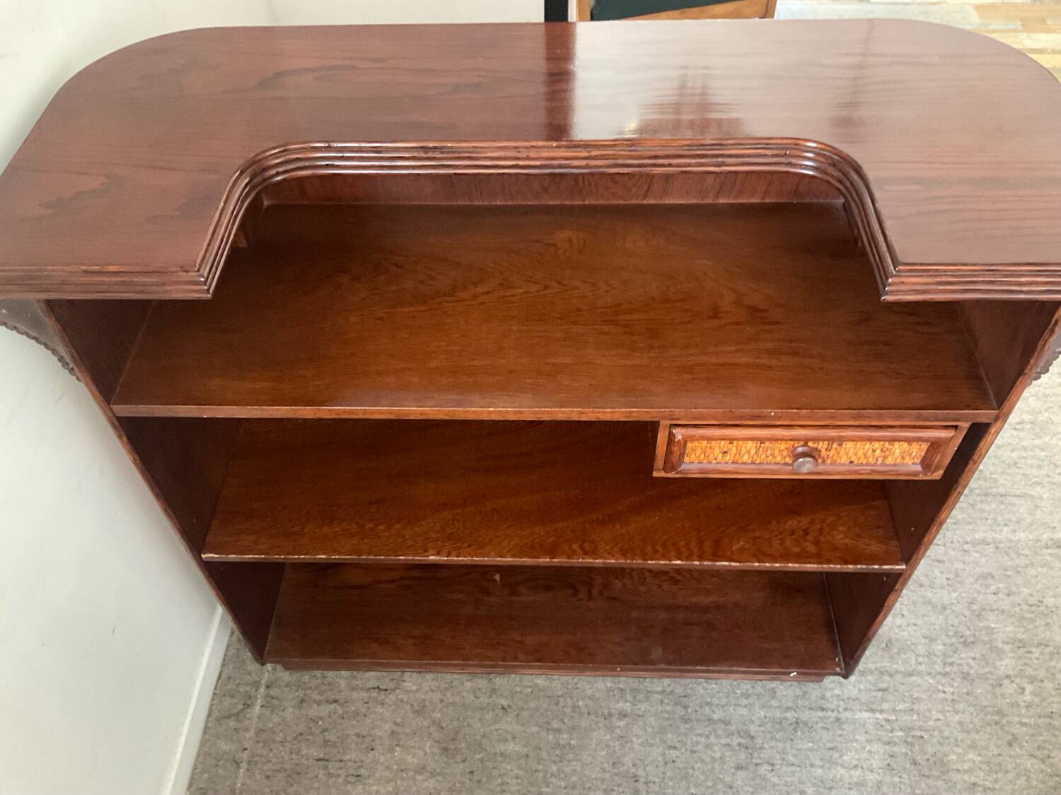 Vintage wooden and rattan counter bar