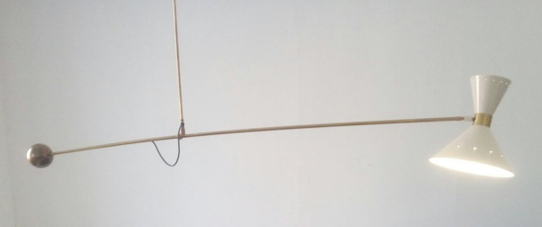 Suspension en laiton et abat jour blanc double eclairage