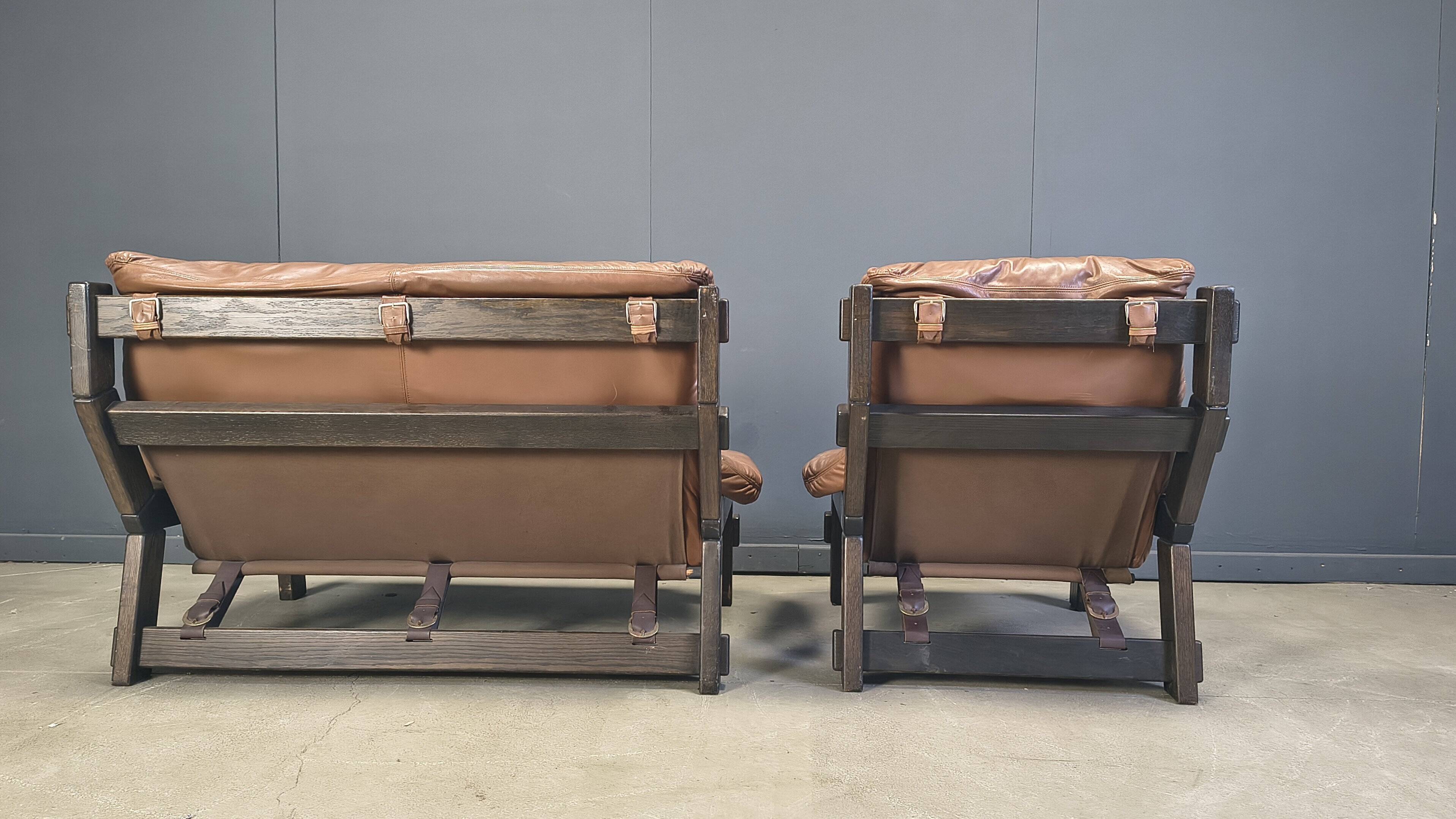 Vintage brutalist sofa set by Gerard Van den Berg for Montis, 1970s