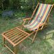 Vintage wooden deckchair/chilienne with footrest — 1960s