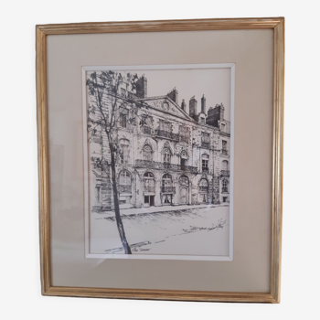 Nantes allee turenne - framed lithograph signed