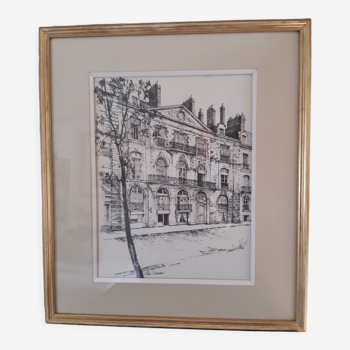 Nantes allée turenne  - lithographie encadrée signée