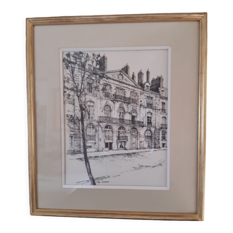 Nantes allee turenne - framed lithograph signed