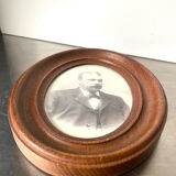 Cadre ovale en bois antique, 19,5 cm x 15,5 cm