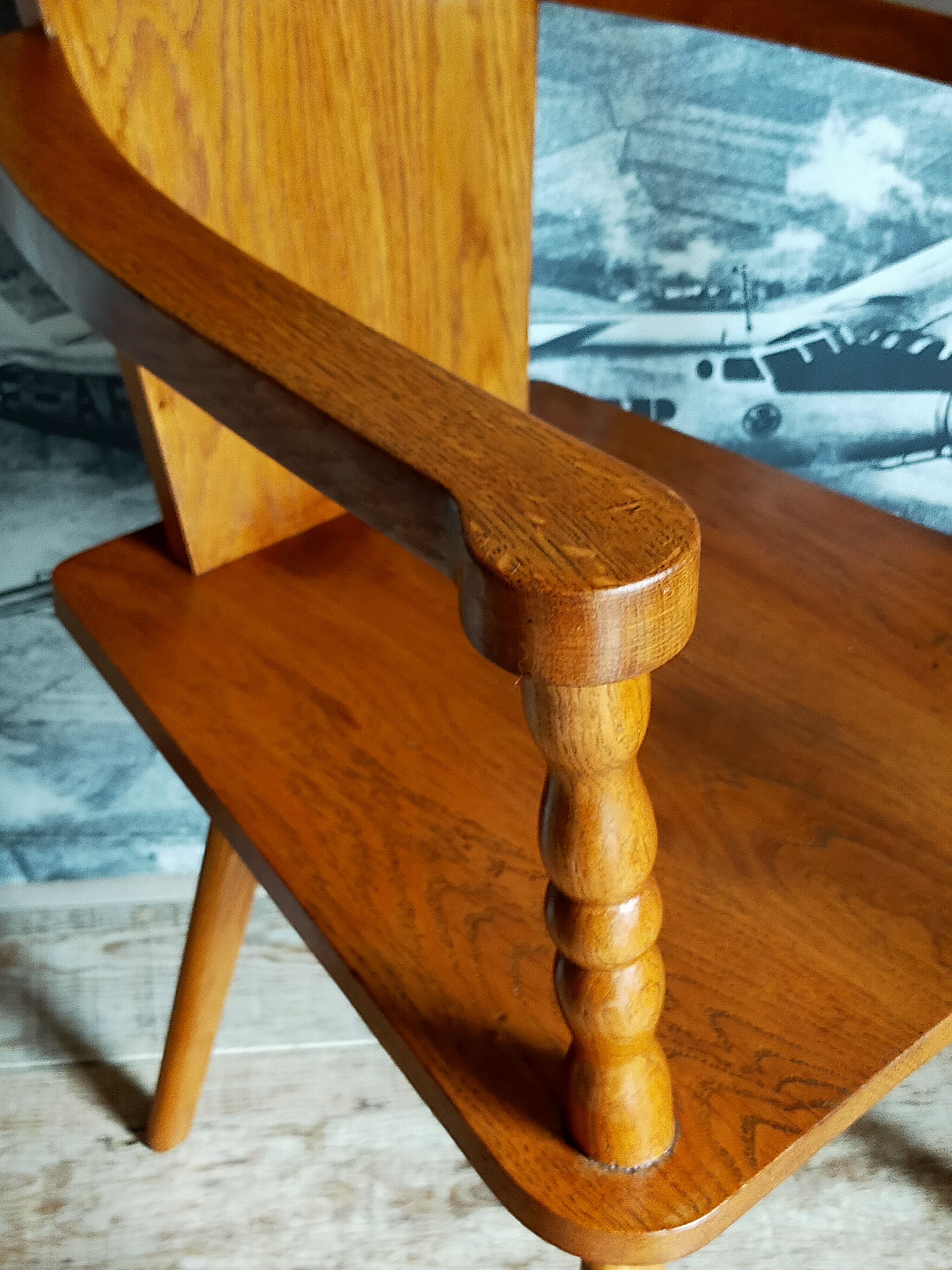 Art-popular armchair 50s in solid wood