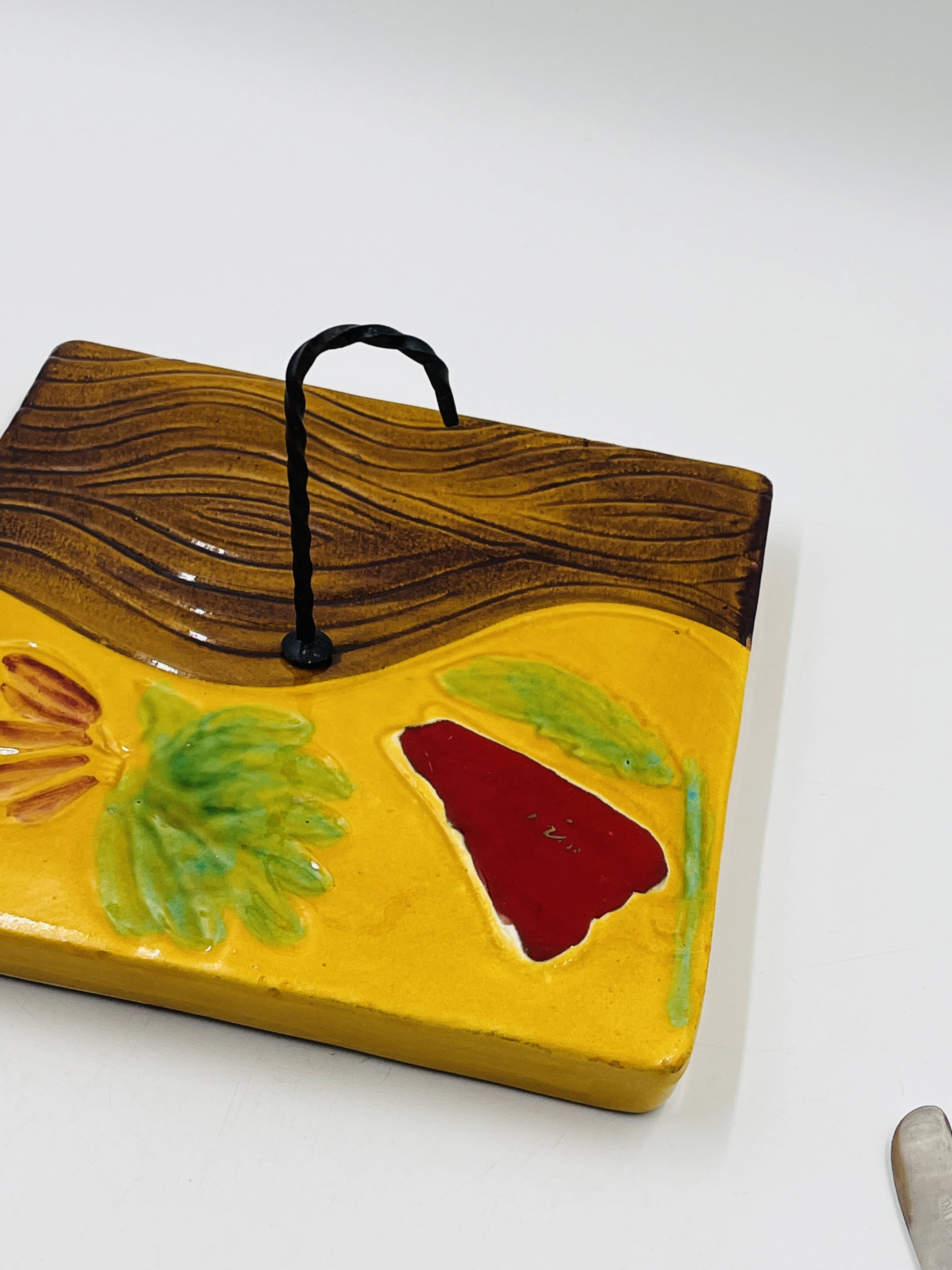 Square cheese board with knife Vallauris