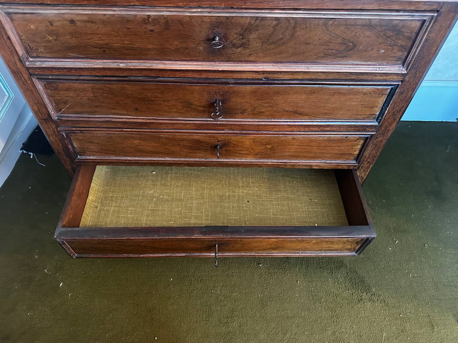19th-century walnut and marble toilet commode in Louis Philippe style
