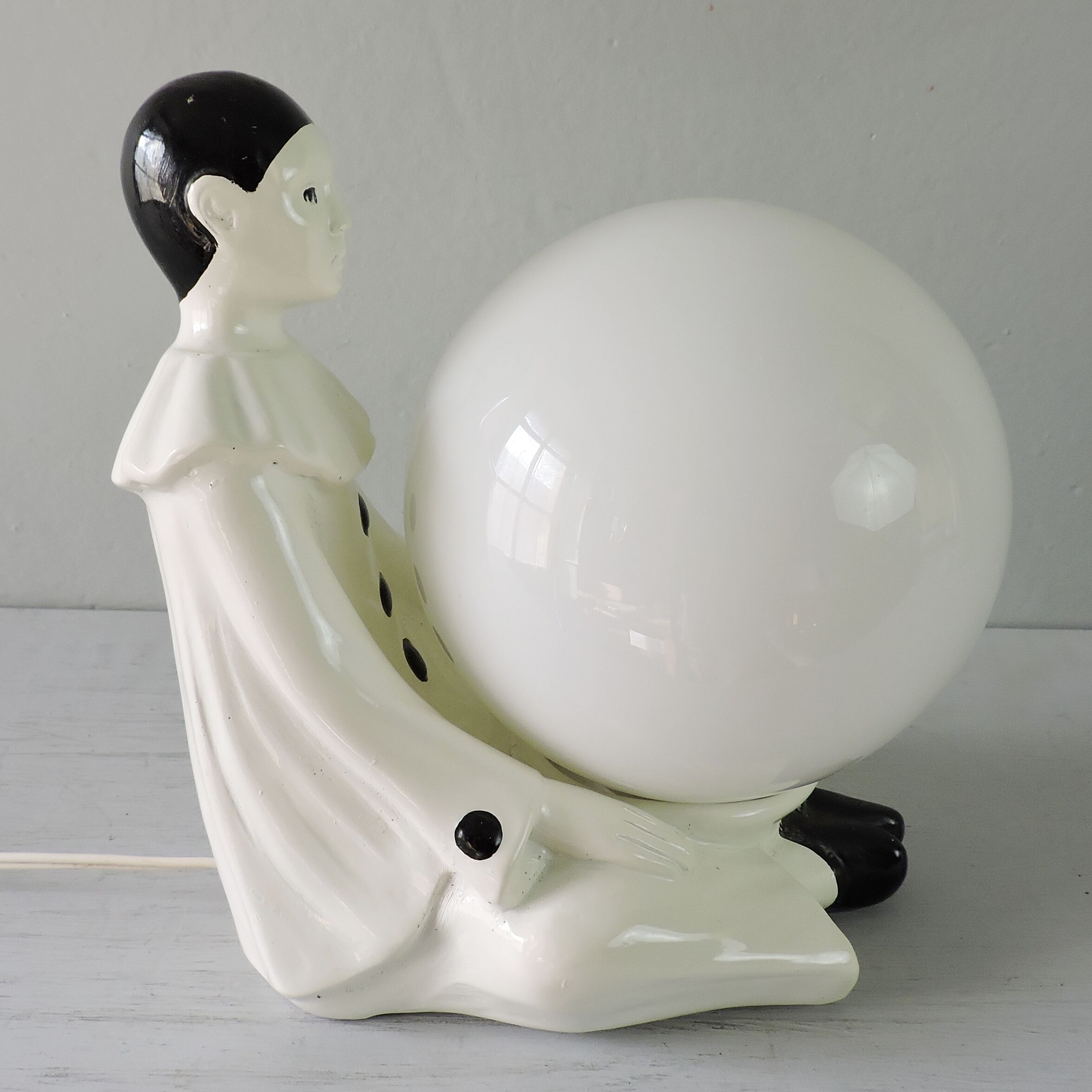 Vintage ceramic lamp Pierrot 70s