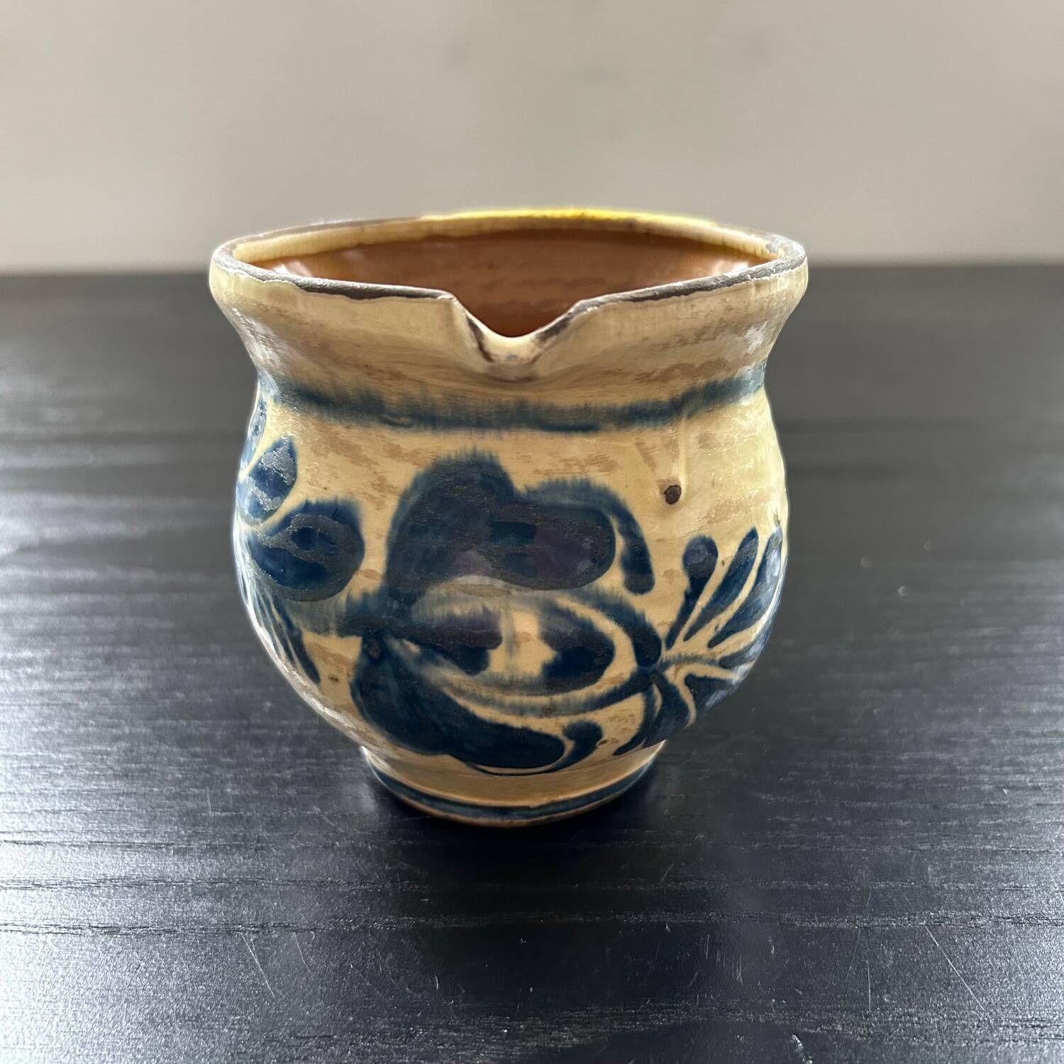 Pitcher with blue floral decor