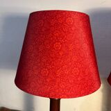 Paire de lampes colonnes en bois massif