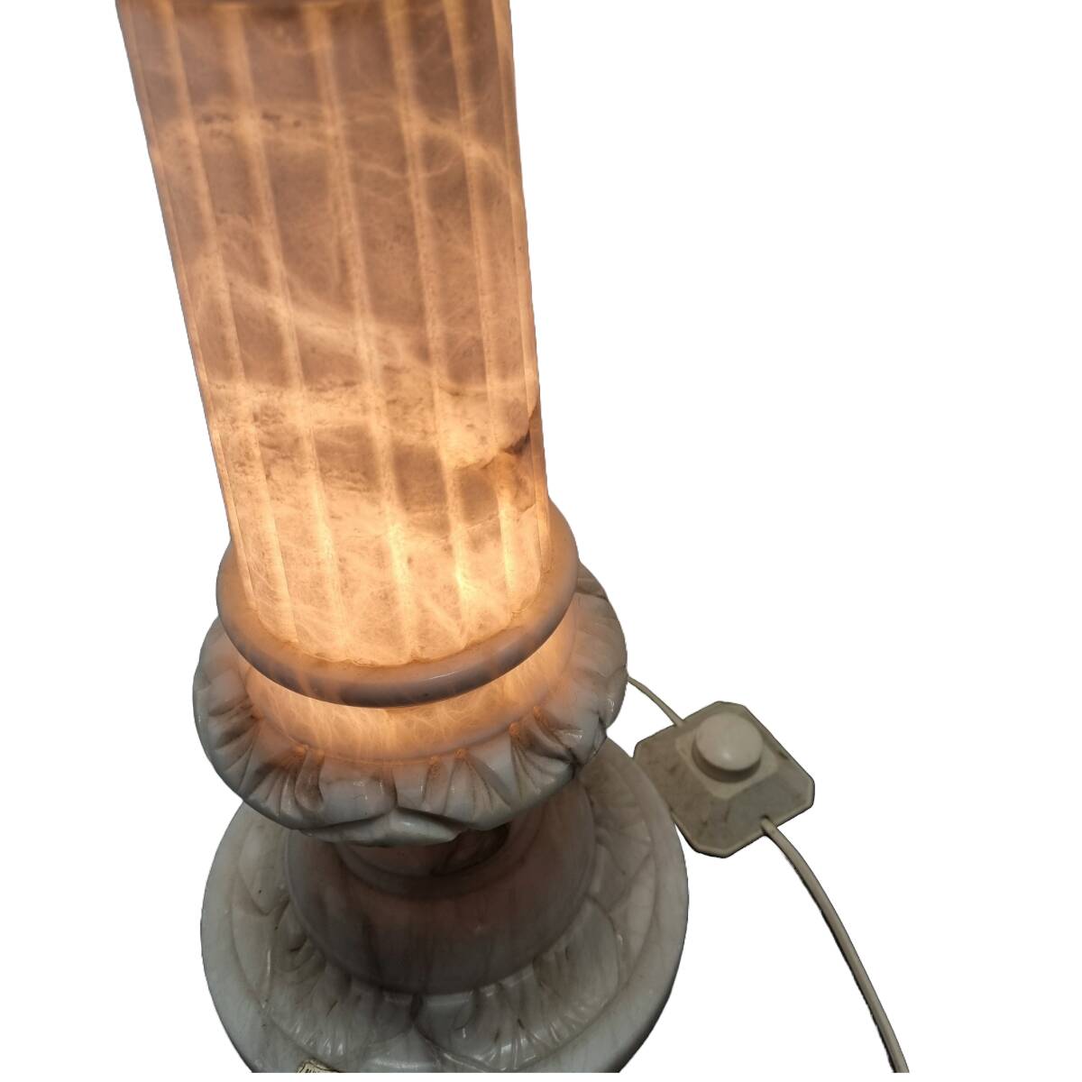 Vintage Alabaster Pillar With Lamp, 1970/80s