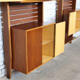 1950s Italian mid-century teak floor-to-ceiling wall unit