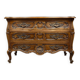 Louis XV style tomb chest of drawers in solid cherry wood circa 1900
