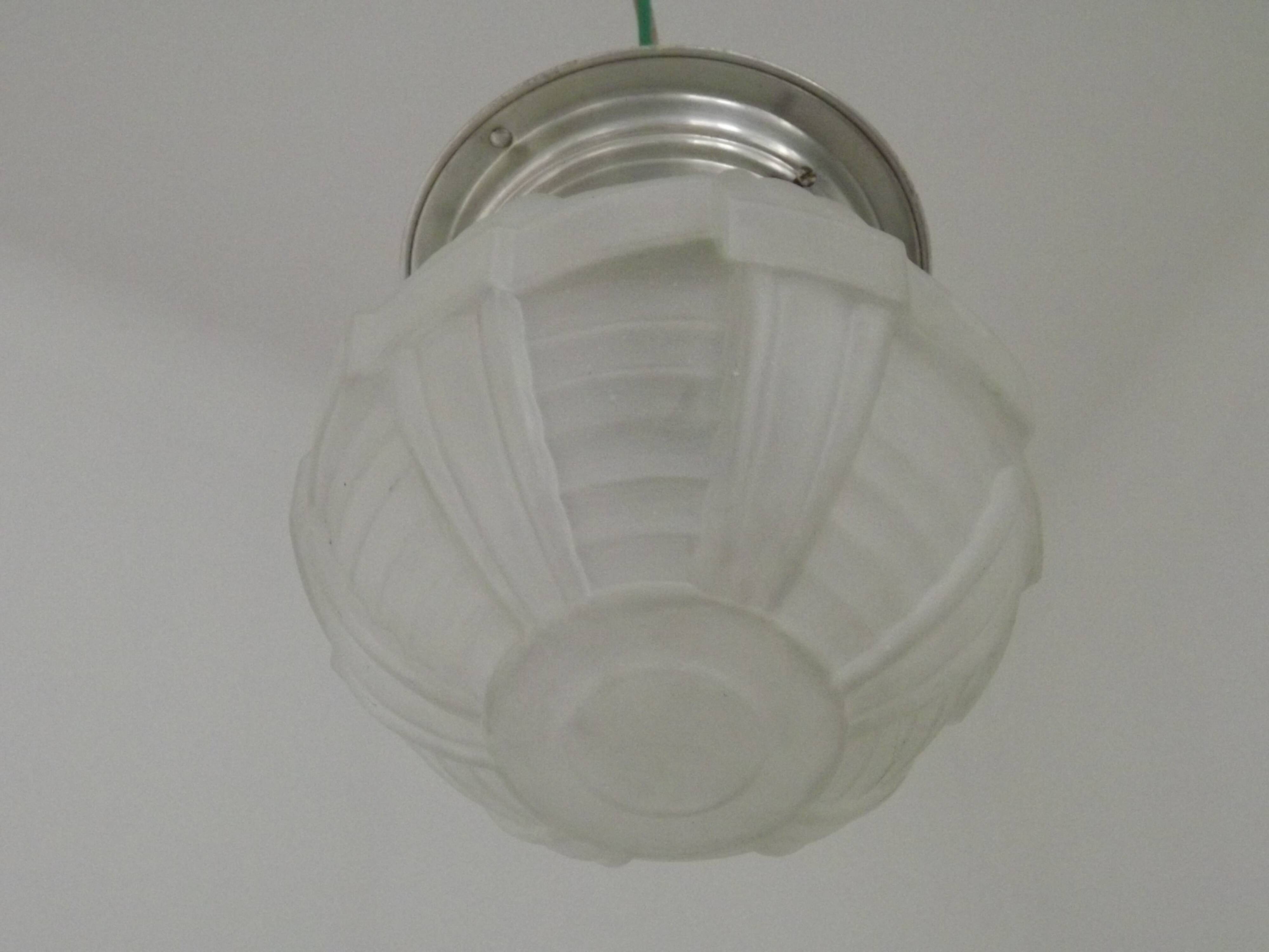 Art Deco ceiling light in glass and metal