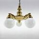 Large Art Deco Bras Chandelier, Restored