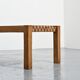 Two-tone wooden graphic coffee table, circa 1960.