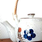 Stoneware tea set with currants, vintage Japan