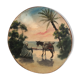 Ancient painted tambourine, oriental scene
