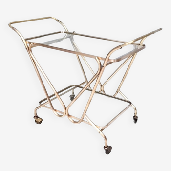Brass Serving Cart with Glass Shelves, Italy