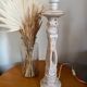 Wooden baluster lamp base with white cherry patina