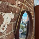 Miroir rond vintage en teck