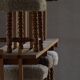 A hexagonal oak stool, seat refurbished in lambswool, Danish design from the 1950s.