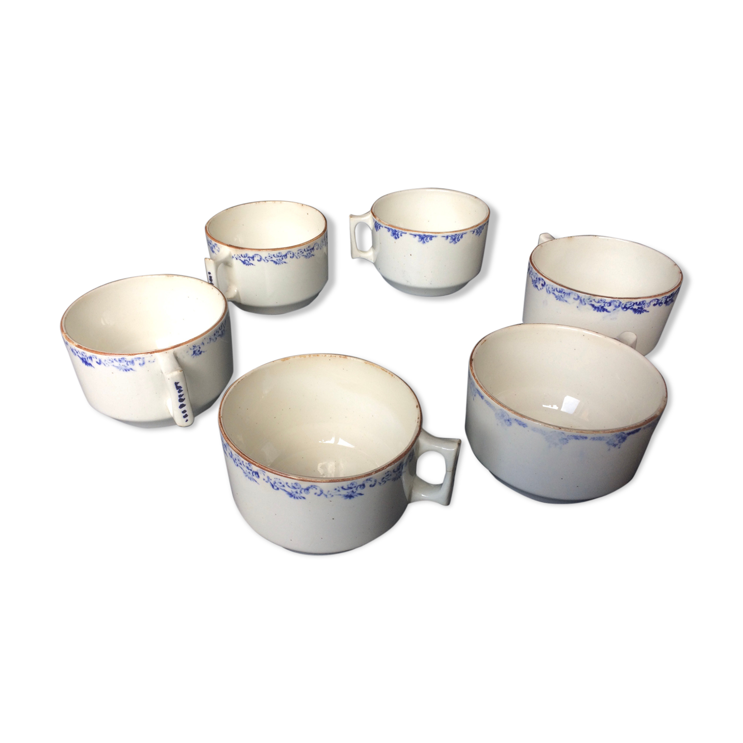 6 old bowls with old ceramic bowls