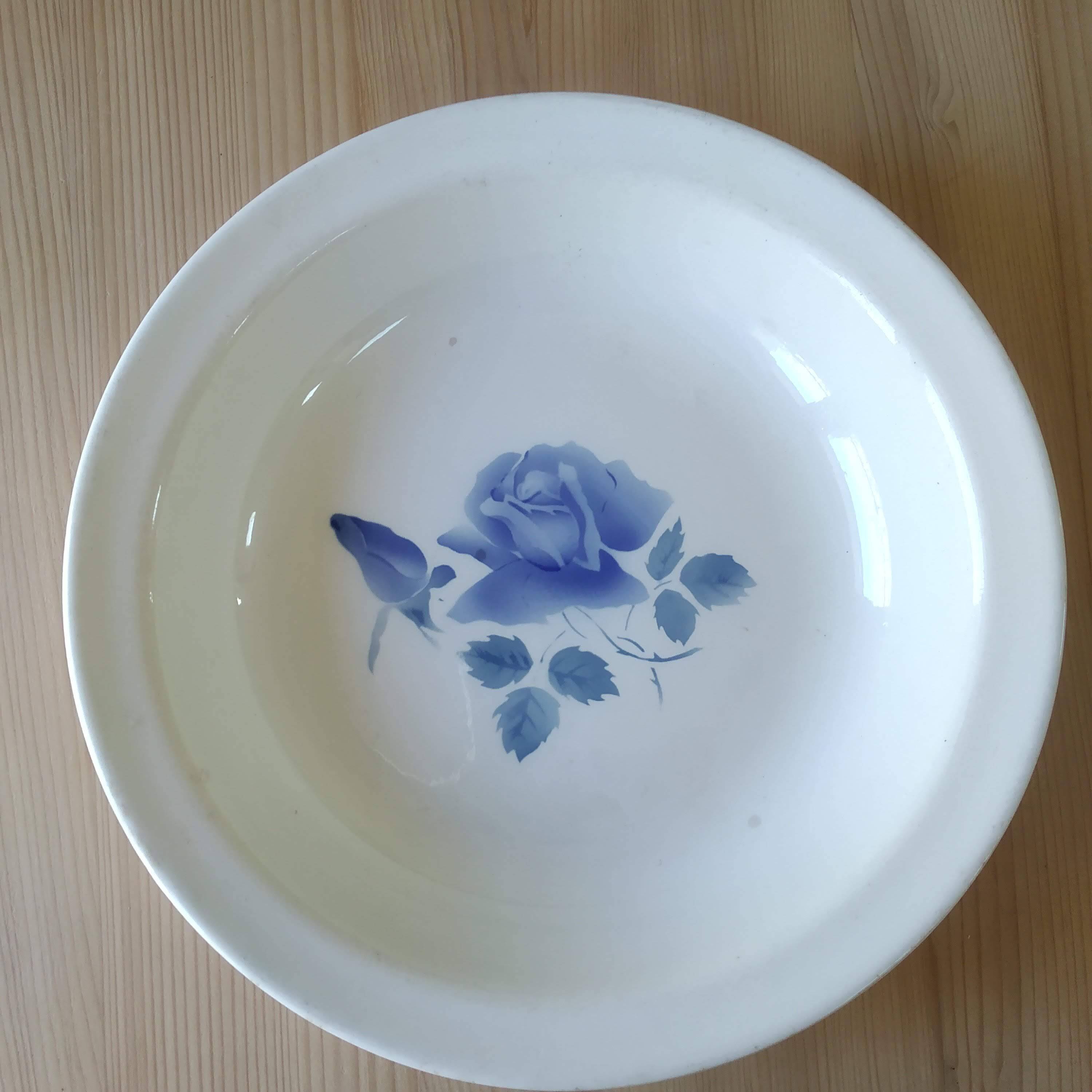Digoin Sarreguemines Blue Rose Deep Dish