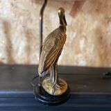 Lampe à poser cigogne en laiton