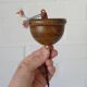 Wooden hanging light / vintage handmade rustic pendant lamp 1970's