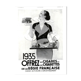 Affiche vintage années 30 Cigarettes Régie Française