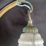 Art Deco wall light, opaline, white, marbled