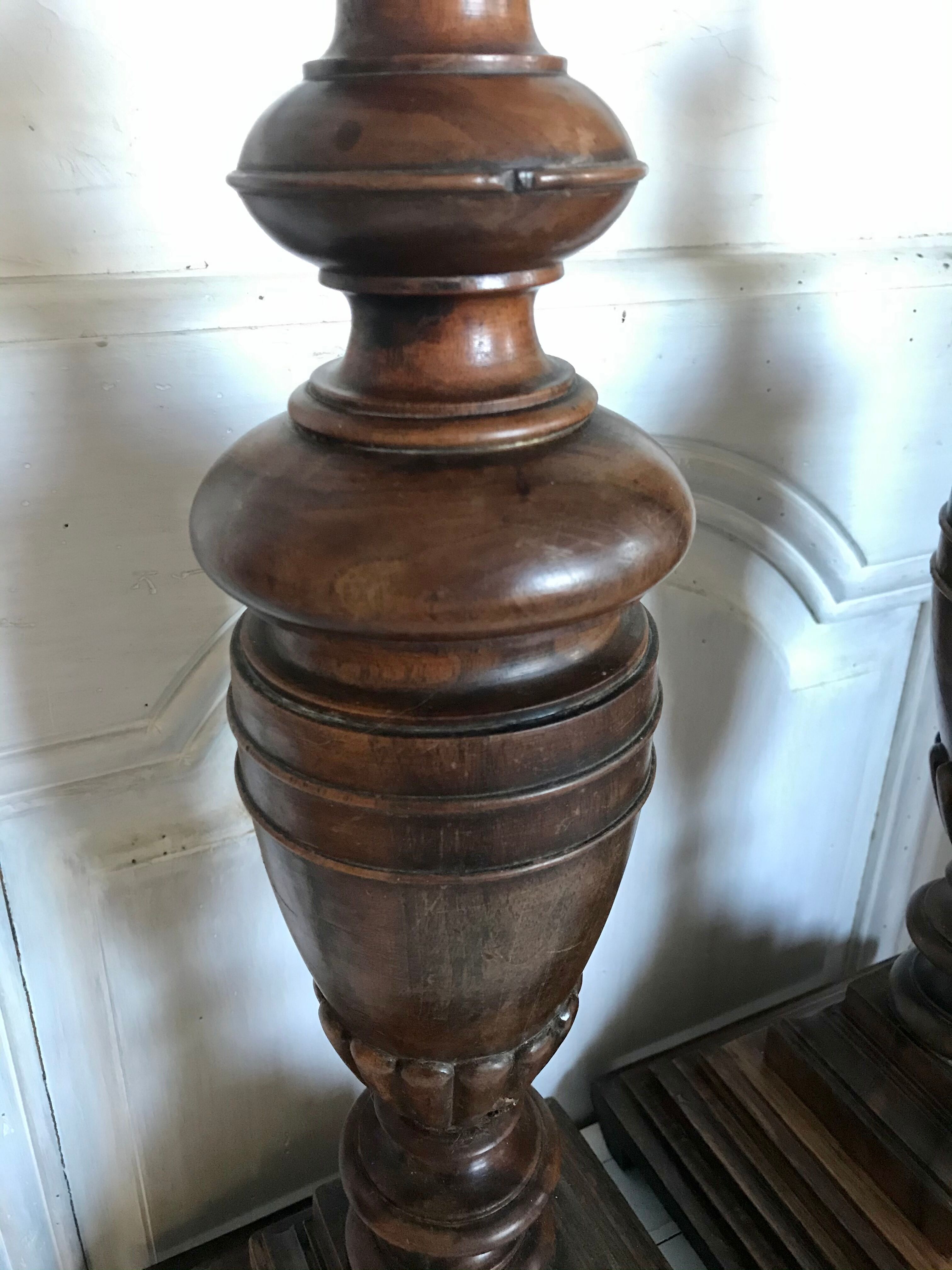 Pair of art deco wooden lamps