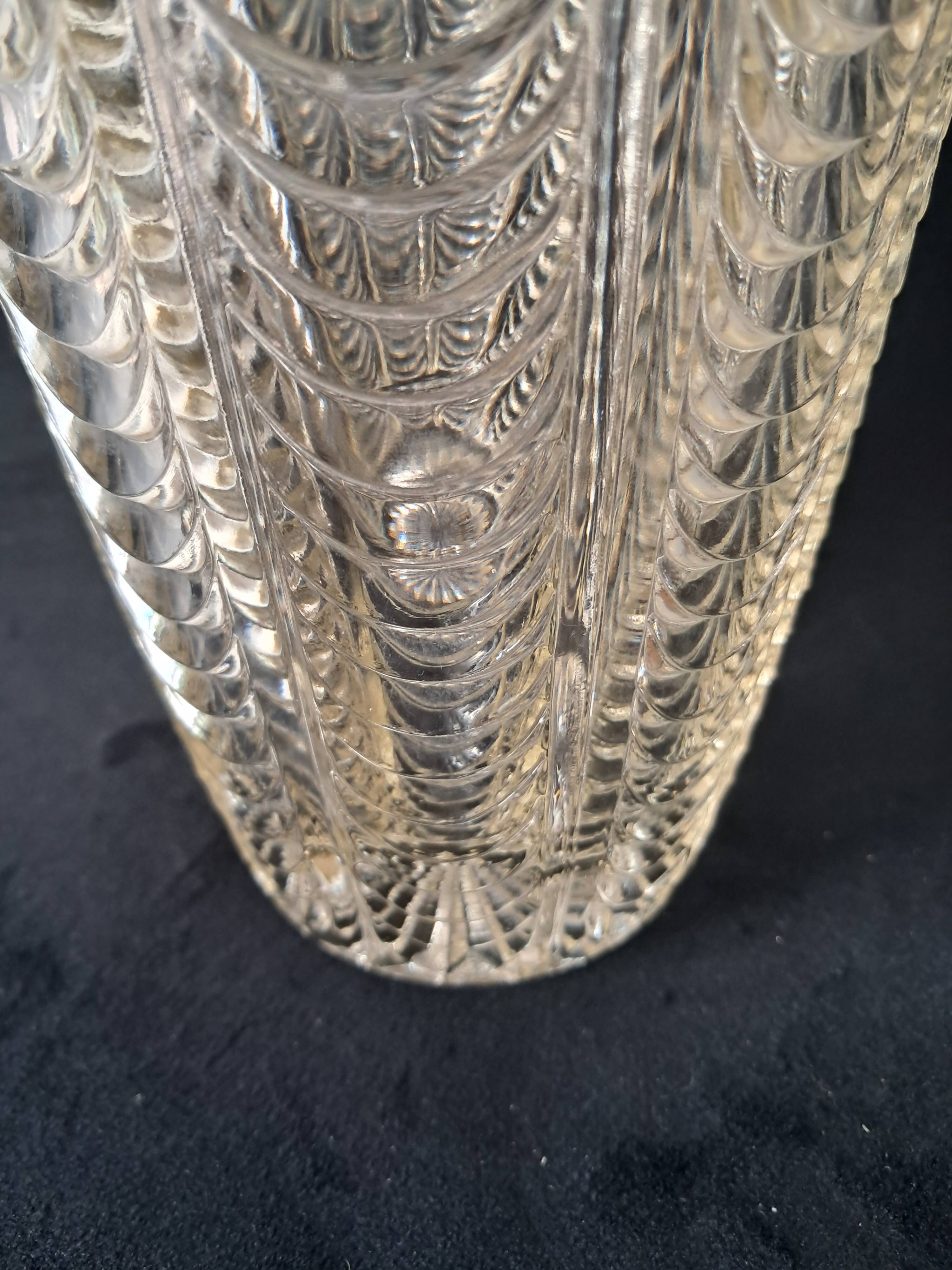 Large Art Deco Style Clear Pressed Glass Vase