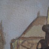 Peinture ancienne gouache rue brise miche le marais paris