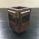 Brutalist brown stoneware vase